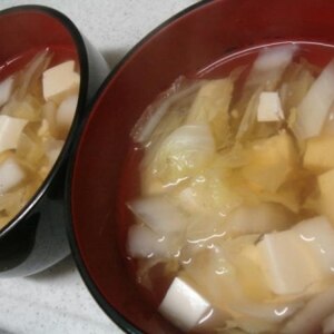 レンジで♪豆腐と白菜のスープ